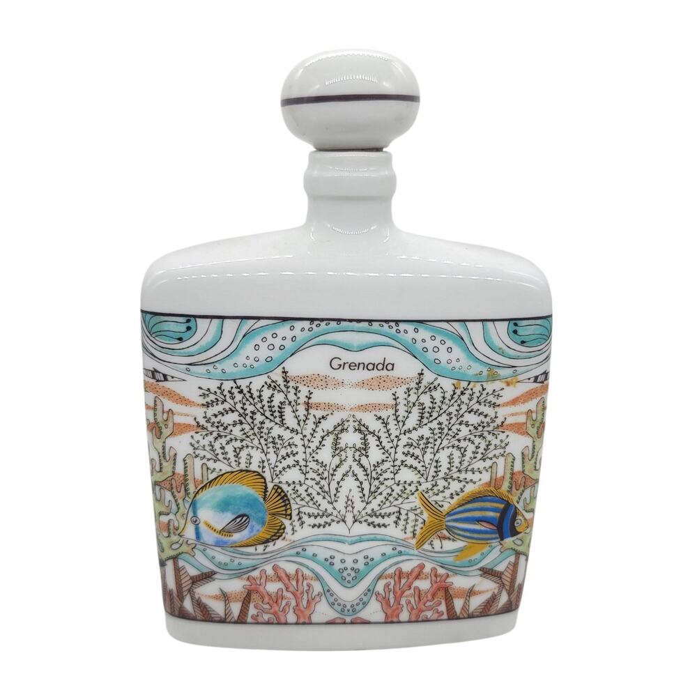 Beautiful Caribbean Marine Life Grenada Porcelain Decanter Decor 7" Tall GRS
